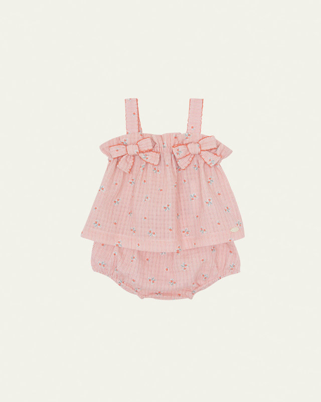 Girl's Striped Top & Bloomers Set, Size 3M-2